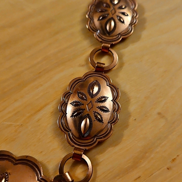 Vintage Southwestern Copper Tone Linking Belt Sz. Small Western - Picture 3 of 7